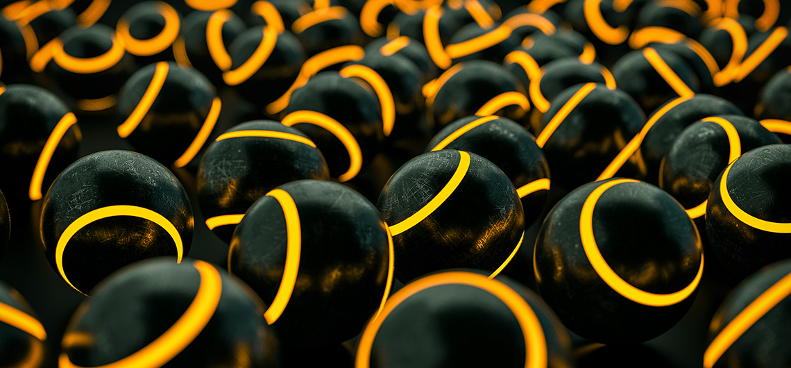 cluster of stripped rubber balls